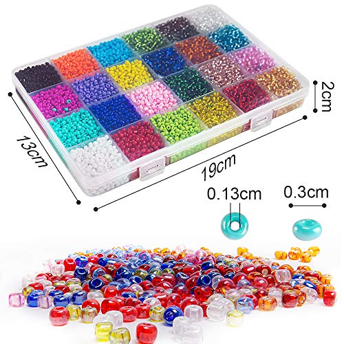 Conjunto de Cuentas de Colores,Abalorios para Hacer Pulseras,24 Colores de Vidrio Perlas de Potro Mini Cuentas para Hacer Joyas Collares Pulseras Pendiente Bisutería Regalo DIY