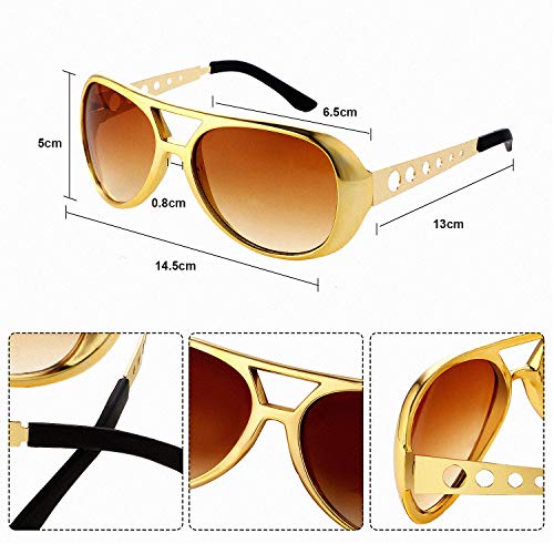 Conjunto de Disfraces Hippies Peluca Afro de Moda Collar de Gafas de Sol para Fiesta Temática de los Años 50/60/70 (Estilo C)