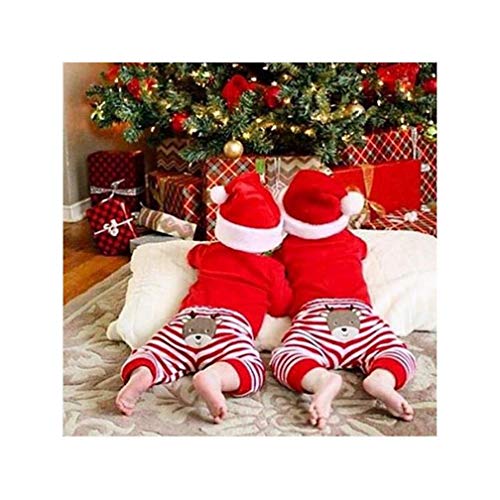 Conjunto de Navidad, Body+Pantalones Bebé Ninas Ninos Invierno Recién Nacido Monos de Manga Larga+Pantalones Ciervos/Santa Claus Disfraz Navidad (3-6 Meses, Rojo(Ciervo))