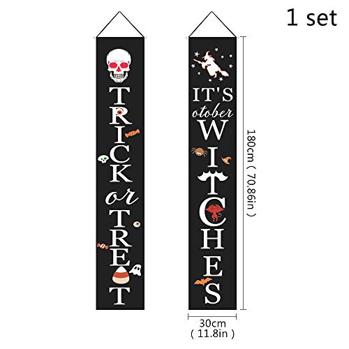 Conjunto de pancarta de Halloween Decoración de cortina de Halloween Pancarta de truco o pancarta Decoraciones de Halloween al aire libre Letrero colgante de Halloween Pintura colgante para el hogar