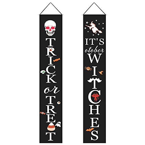 Conjunto de pancarta de Halloween Decoración de cortina de Halloween Pancarta de truco o pancarta Decoraciones de Halloween al aire libre Letrero colgante de Halloween Pintura colgante para el hogar