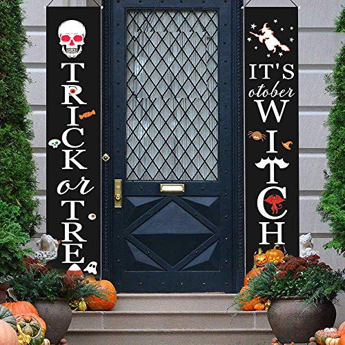 Conjunto de pancarta de Halloween Decoración de cortina de Halloween Pancarta de truco o pancarta Decoraciones de Halloween al aire libre Letrero colgante de Halloween Pintura colgante para el hogar