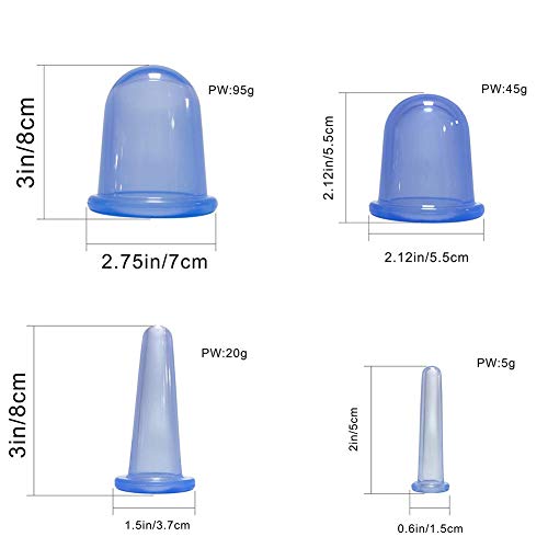 Conjuntos de terapia de ventosas, 7PCS / Set Conjuntos de terapia de ventosas de silicona Copas Masaje, Conjuntos de ventosas faciales Copa anticelulítica Copa de masaje de succión al vacío