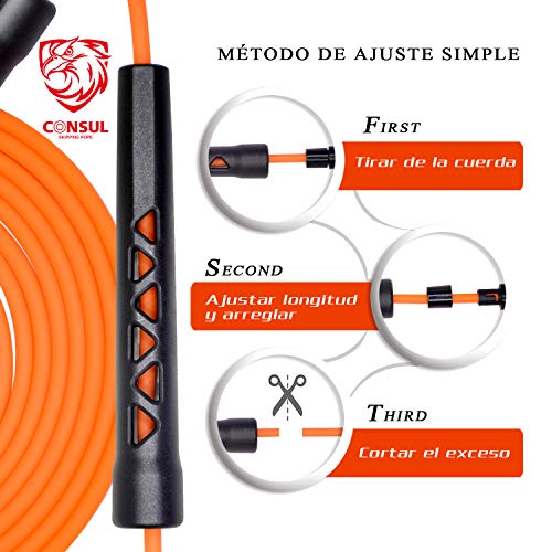 CONSUL Skipping Rope is Specially Designed for Kid, Women and Beginners. Lightweight, Soft,Tangle Free,Adjustable PVC Skipping Rope. Suitable for Indoor, Outdoor, and Gym Sports.