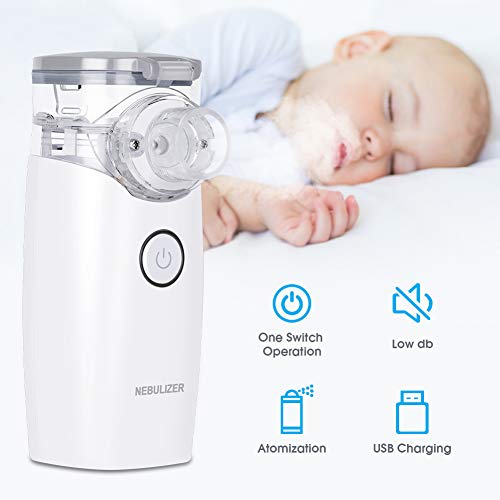 CONTEC Nebulizador Inhalador Portátil, Recargable USB Kit Ultrasónico Nebulizador con Boquilla y Máscara para Adultos y Niños