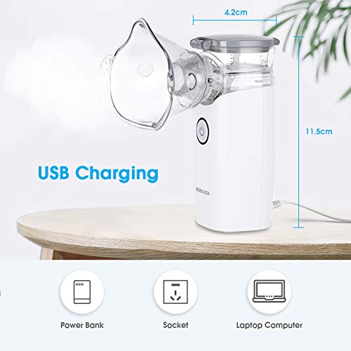 CONTEC Nebulizador Inhalador Portátil, Recargable USB Kit Ultrasónico Nebulizador con Boquilla y Máscara para Adultos y Niños