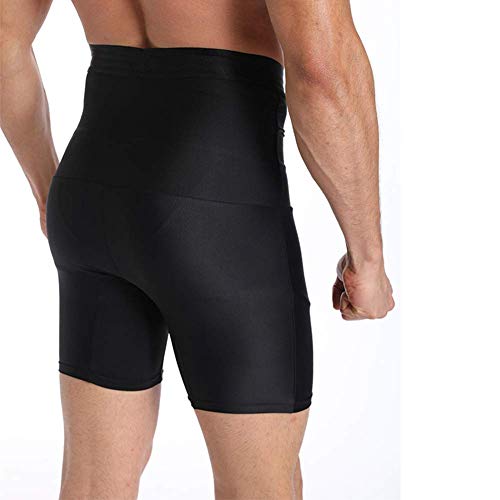 Control de las bragas de los hombres Fajas Fajas adelgaza la talladora del cuerpo de los hombres de la panza de la cintura alta, Control de Informes anti-Curling adelgaza ( Color : Black , Size : M )