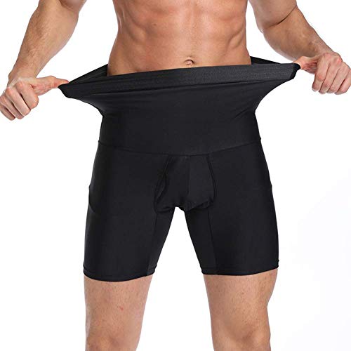 Control de las bragas de los hombres Fajas Fajas adelgaza la talladora del cuerpo de los hombres de la panza de la cintura alta, Control de Informes anti-Curling adelgaza ( Color : Black , Size : M )