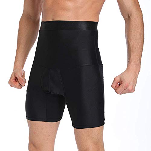 Control de las bragas de los hombres Fajas Fajas adelgaza la talladora del cuerpo de los hombres de la panza de la cintura alta, Control de Informes anti-Curling adelgaza ( Color : Black , Size : XL )