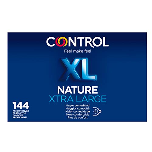 Control Nature XL Preservativos - Caja de condones tamaño más grande XL - Caja de 144 unidades (pack extra grande) - Gama placer natural, lubricados, perfecta adaptabilidad
