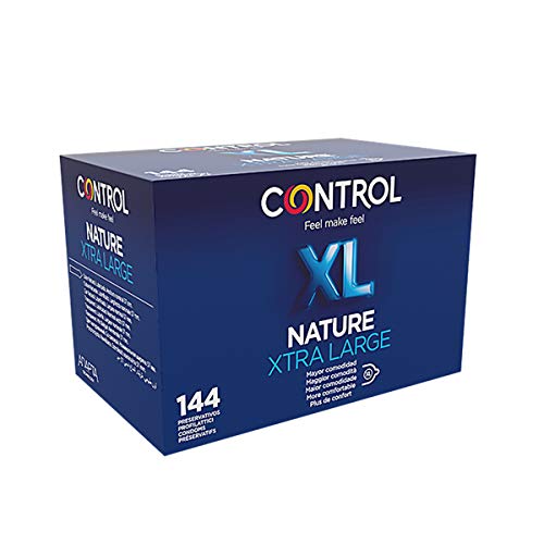 Control Nature XL Preservativos - Caja de condones tamaño más grande XL - Caja de 144 unidades (pack extra grande) - Gama placer natural, lubricados, perfecta adaptabilidad