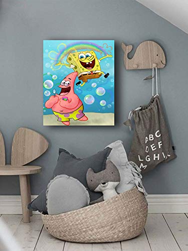 Coobal Lindo Anime Bob Esponja Moderno Salón Tema Dormitorio Cuarto de Baño Oficina Salón Decoraciones 45,7 x 61 cm