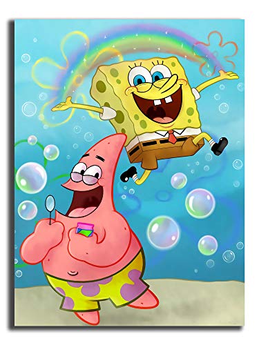 Coobal Lindo Anime Bob Esponja Moderno Salón Tema Dormitorio Cuarto de Baño Oficina Salón Decoraciones 45,7 x 61 cm