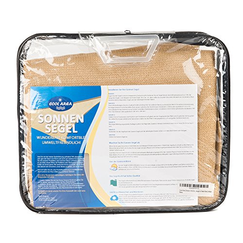 Cool Area - Toldo parasol rectangular (2 x 4 m, protección UV para balcón, terraza, jardín), arena