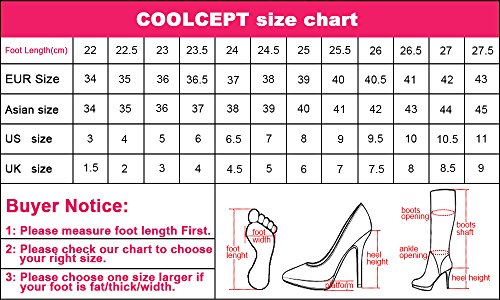 COOLCEPT Mujer Verano Botas Botines Peep Toe Bombas Zapatos High Top Tacon Alto Booties Cremallera Plataforma Zapatos Gold Talla 45 Asian