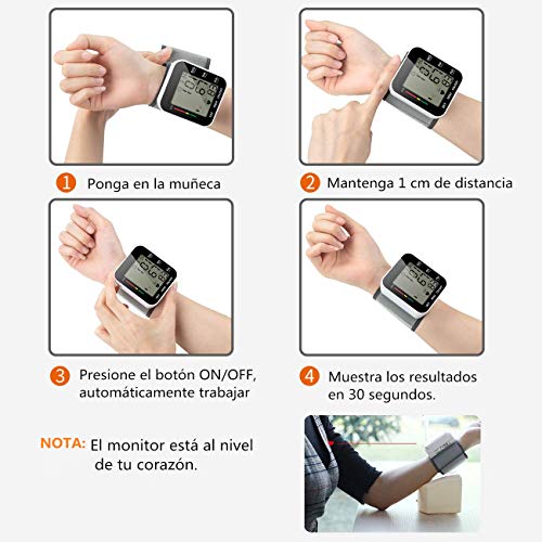COOLEAD Tensiómetro de Muñeca, Tensiómetro Digital de Muñeca Automático Portátil con Gran Pantalla/Memoria(2x99)/Medición Precisa en Hogar Viaje para Padres