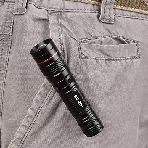 Coomatec SD-200 Mini EDC Linterna Táctica LED, Zoom, 350lm 3 Modos, Resistente Al Agua, día del Padre