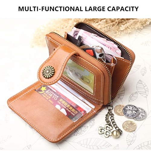 Coopay Monedero pequeño compacto Mini billetera de cuero PU para mujer, Regalo de niña adolescente, Titular inteligente Hoja de embrague Monedero Titular Tarjeta con Mandala magnético Azul marino