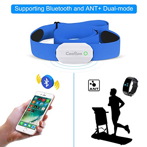 CooSpo Frecuencia Cardíaca Bluetooth Banda Monitor Sensor de Frecuencia Cardíaca Deportivo Ant+ para Garmin Wahoo Suunto Polar UA Run -SW-BU…