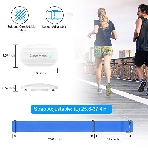 CooSpo Frecuencia Cardíaca Bluetooth Banda Monitor Sensor de Frecuencia Cardíaca Deportivo Ant+ para Garmin Wahoo Suunto Polar UA Run -SW-BU…