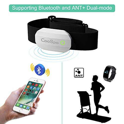 CooSpo Monitor Sensor Banda de Frecuencia Cardiaca Bluetooth 4.0 Ant + para Garmin Polar Wahoo Endomondo Zwift y Otros…