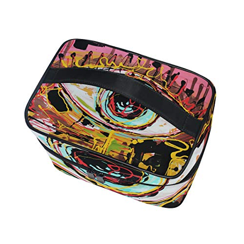 COOSUN Art Abstracto Composición de Humano Ojo Cosméticos Bolsa de Lona de Viaje Neceser Bolsa de Maquillaje de una sola capa Organizador Multifunción Cosmética para Mujeres