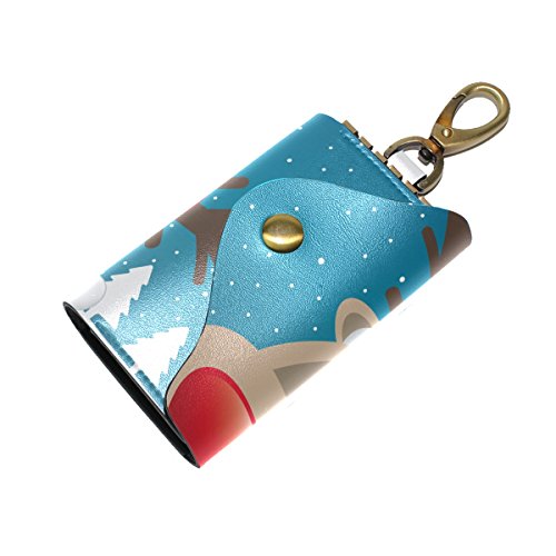 COOSUN - Funda de piel con diseño de reno, con forma de nariz roja, con 6 ganchos y 2 ranuras para hombres y mujeres