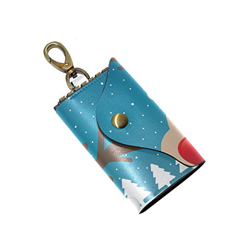 COOSUN - Funda de piel con diseño de reno, con forma de nariz roja, con 6 ganchos y 2 ranuras para hombres y mujeres