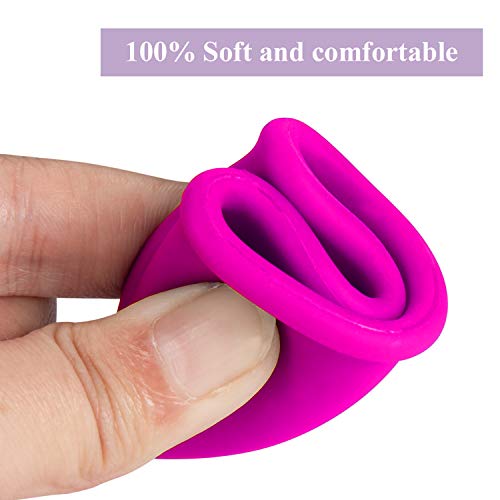 Copa menstrual - 12h Protección día y noche - Reusable Soft Comfortable Period Cup (Rosado, Grande)