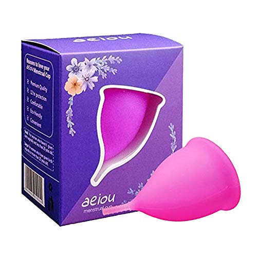 Copa menstrual - 12h Protección día y noche - Reusable Soft Comfortable Period Cup (Rosado, Grande)