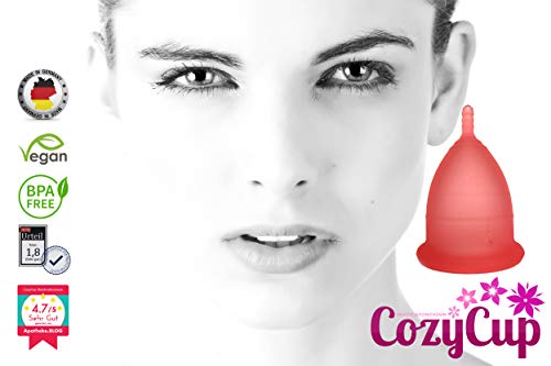 Copa Menstrual CozyCup CLASSIC - Hecha de Silicona de Grado Médico (rojo, pequeño)
