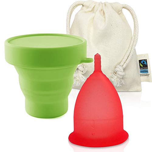 Copa Menstrual CozyCup CLASSIC - Hecha de Silicona de Grado Médico (rojo, pequeño)