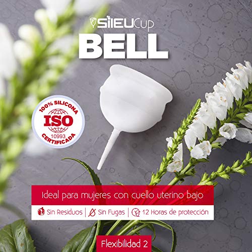 Copa Menstrual Sileu Bell para Cérvix Bajo - Copa Menstrual Suave de Iniciación con Bolsa de Regalo - Silicona de Grado Quirúrgico Aprobada por la FDA - Talla S