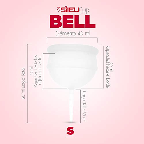 Copa Menstrual Sileu Bell para Cérvix Bajo - Copa Menstrual Suave de Iniciación con Bolsa de Regalo - Silicona de Grado Quirúrgico Aprobada por la FDA - Talla L