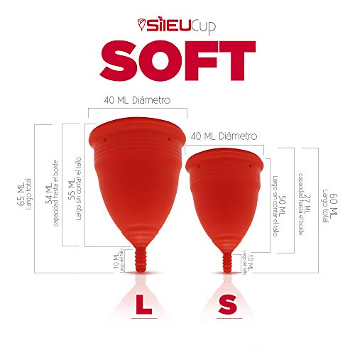 Copa Menstrual Sileu Cup Soft - Ayuda prevenir infecciones urinarias, cistitis, vejigas sensibles, calambres, cólicos menstruales - Disminuye dolor causado por menstruación - Talla S, Transparente