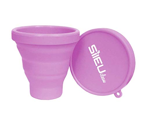 Copa Menstrual Sileu Cup Soft - Mujeres con Vejigas sensibles calambres cólicos menstruales - Ayuda a prevenir cistitis - La más vendida en farmacias - Talla S Morado + Esterilizador Plegable Morado