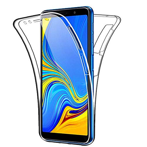COPHONE Funda Samsung Galaxy A7 2018, Transparente Silicona 360°Full Body Fundas para Samsung A7 2018 Carcasa Silicona Funda Case.