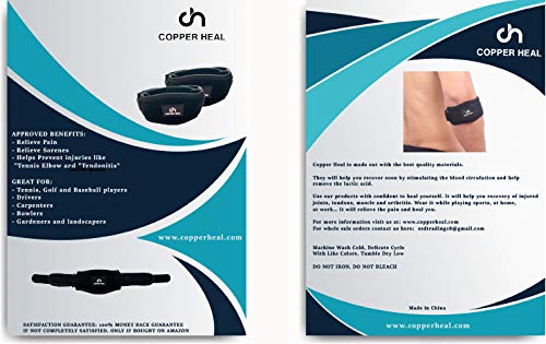 COPPER HEAL Codera Deportiva Adjustable - Soporte Antebrazo Recuperación medica Codo Tenista Epicondilitis Lateral crossfit Sport Coderas padel tendinitis Tenis baloncesto Golf elbow support