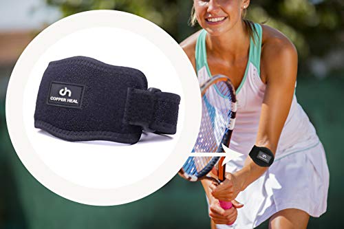 COPPER HEAL Codera Deportiva Adjustable - Soporte Antebrazo Recuperación medica Codo Tenista Epicondilitis Lateral crossfit Sport Coderas padel tendinitis Tenis baloncesto Golf elbow support
