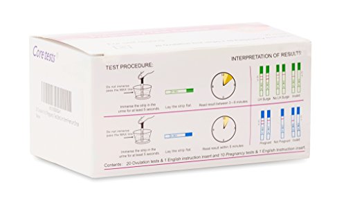 Core Tests - 20 Pruebas de Ovulación 25 mIU/ml y 10 Tests de Embarazo 25mIU/ml