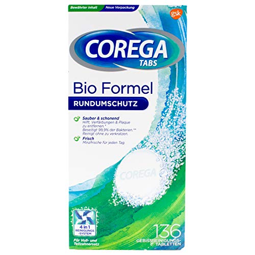 Corega Tabs Bioformel 136 Tabletten GebissreinigungsTabletten für Zahnersatz