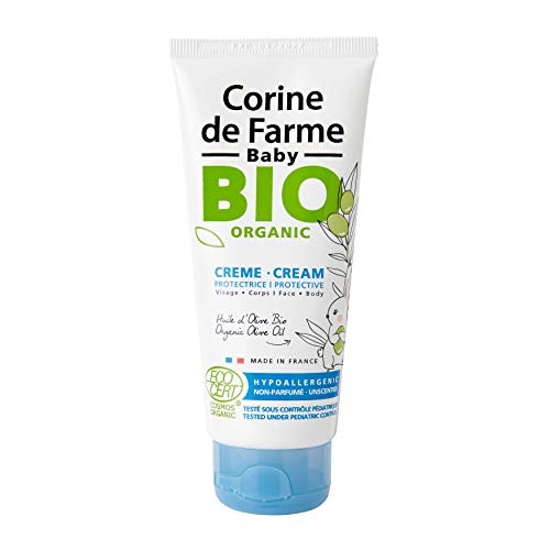 Corine de Farme | Crema protectora para el rostro y el cuerpo de bebé | Certificación ecológica con Ecocert Cosmos® Organic | hoja de olivo y aceite de oliva | 100% fabricación francesa | Juego de 3