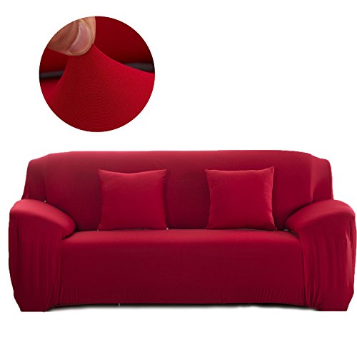 Cornasee Funda de sofá Elastica 3 plazas,Cubierta para sofá con Cuerda de fijación,Rojo