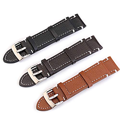 Correa de Cuero de liberación rápida Venda de Reloj del Cuero de 18-24Mm Doble Cara de Reloj de Cuero Correa Negro, 22mm