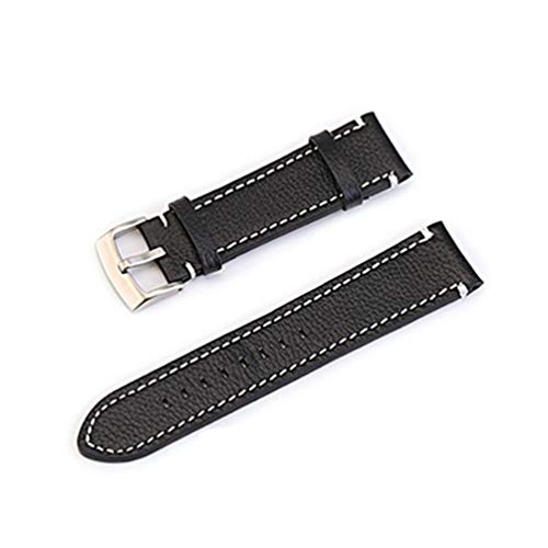 Correa de Cuero de liberación rápida Venda de Reloj del Cuero de 18-24Mm Doble Cara de Reloj de Cuero Correa Negro, 22mm