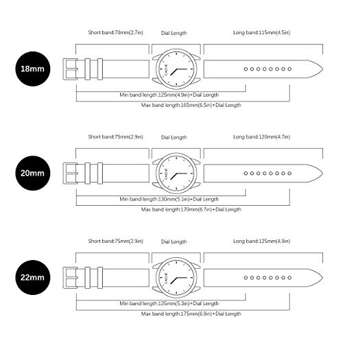 Correas de Reloj de Cuero de Carreras de 20 mm, Cada Correa de Repuesto Negra bronceada Vegetal Transpirable Negro