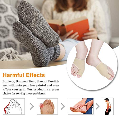 Corrector De Juanetes, Funda De Juanete, Separador Dedos Pie, Protector De Juanetes,Con Almohadilla de Gel de Silicona, Para Tratar El Dolor En Hallux Valgus, Juanetes Corrector Nocturno y Dia.(4 PCS)