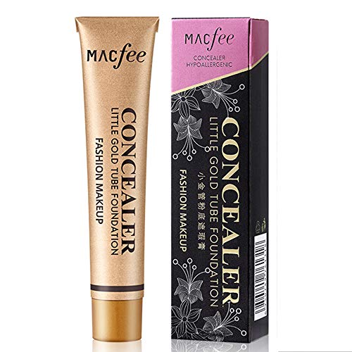 Corrector de maquillaje facial, base líquida Little Gold Tube, manchas de maquillaje, marcas de acné, círculos oscuros, poros, corrector hidratante 30g (Ivory color)