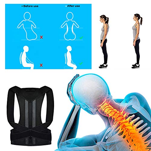 Corrector de Postura de la Espalda para Hombres y Mujeres, Plancha de Espalda Ajustable para Soporte de Hombro, Alivio del Dolor de Espalda y Cuello,Red,S