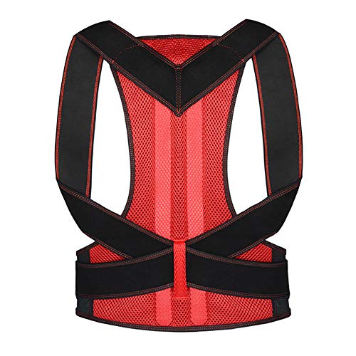 Corrector de Postura de la Espalda para Hombres y Mujeres, Plancha de Espalda Ajustable para Soporte de Hombro, Alivio del Dolor de Espalda y Cuello,Red,S